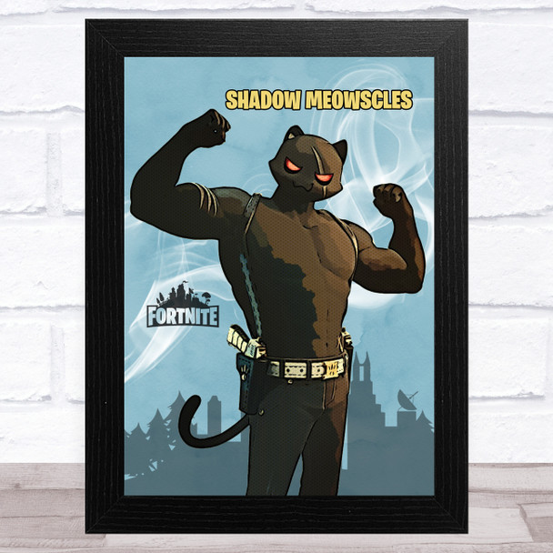 Shadow Meowscles Gaming Comic Style Kids Fortnite Skin Children's Wall Art Print