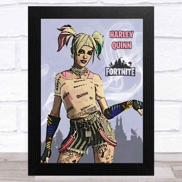 Harley Quinn Gaming Comic Style Kids Fortnite Skin Children's Wall Art Print