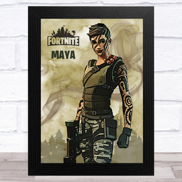 Maya Gaming Comic Style Kids Fortnite Skin Children's Wall Art Print