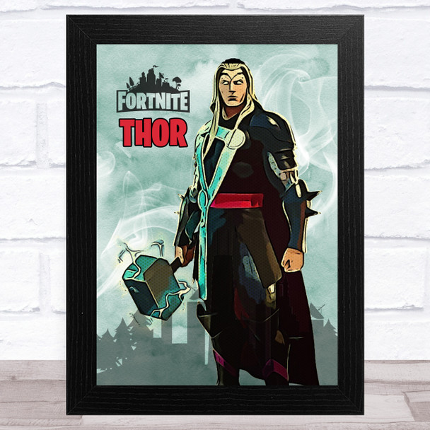 Thor Gaming Comic Style Kids Fortnite Skin Children's Wall Art Print