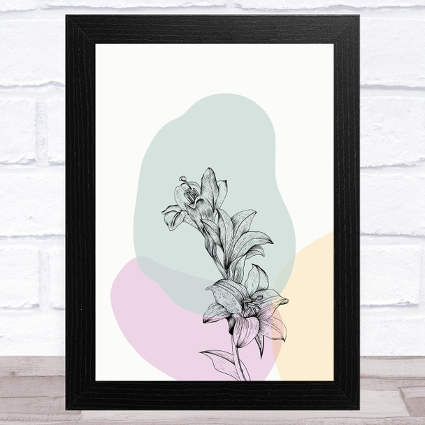 Lily Flowers On Abstract Shapes Wall Art Print