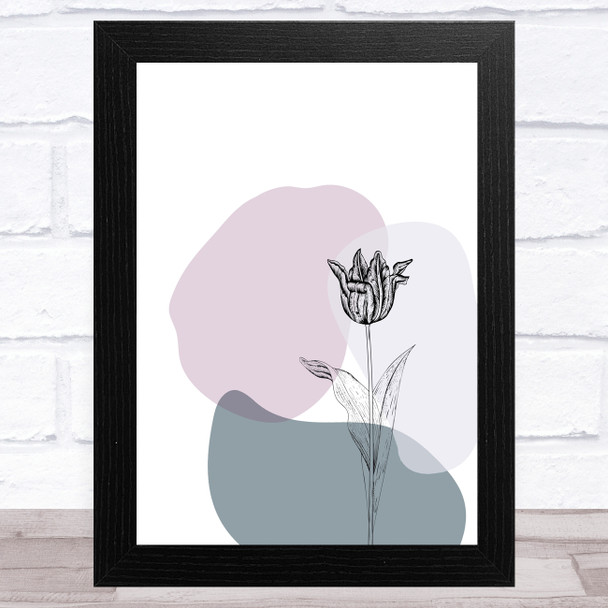 Tulip Flower On Abstract Shapes Wall Art Print