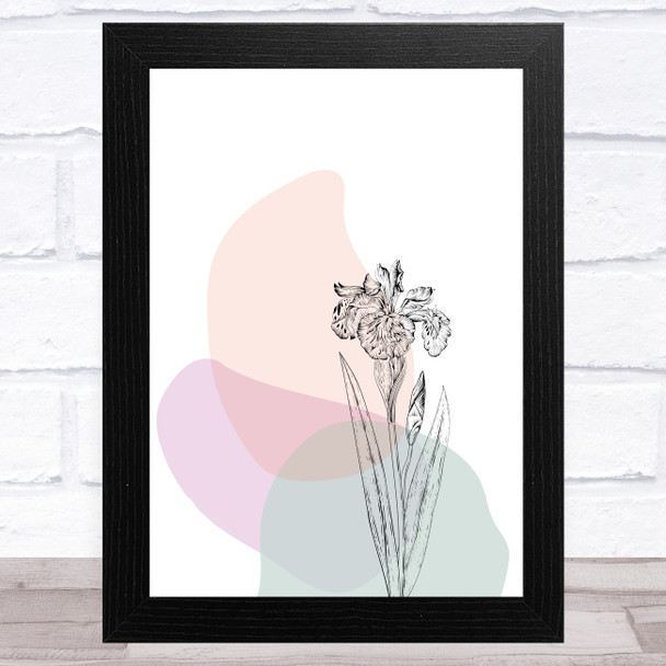 Iris Flower On Abstract Shapes Wall Art Print
