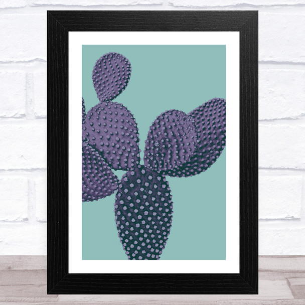 Violet Cactus On Coral Colour Background Wall Art Print