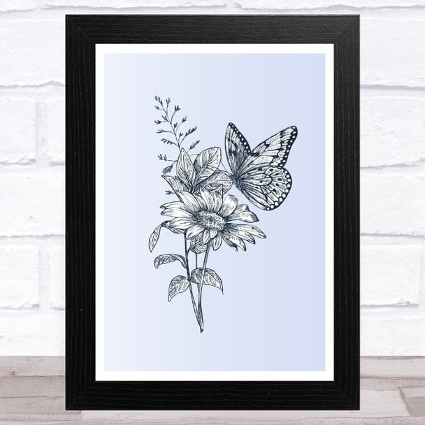 Wildflowers And Butterfly Wall Art Print