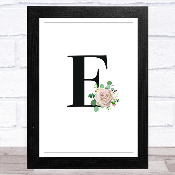 Initial Letter E With Flowers Wall Art Print