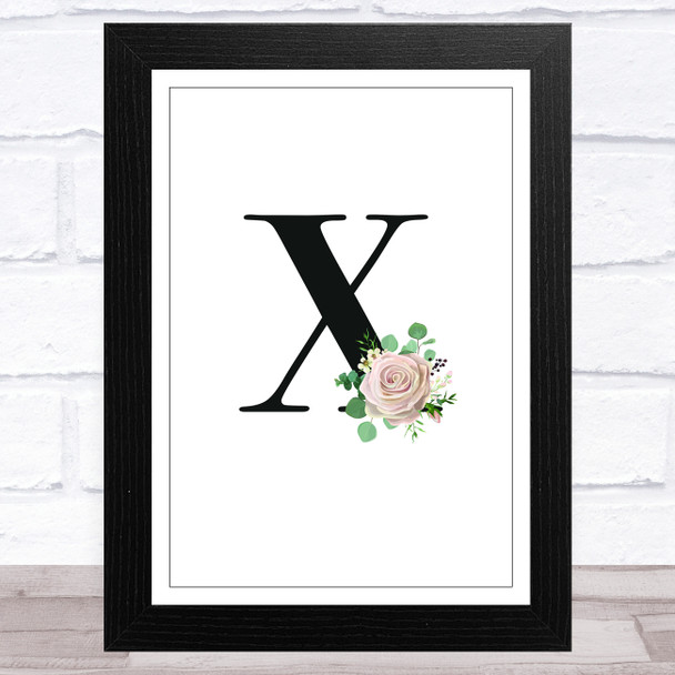 Initial Letter X With Flowers Wall Art Print