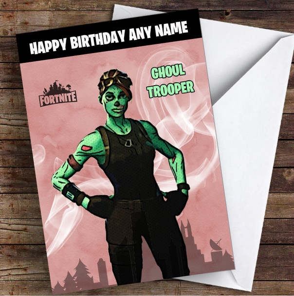 Ghoul Trooper Gaming Comic Style Kids Fortnite Skin Children's Personalised Birthday Card