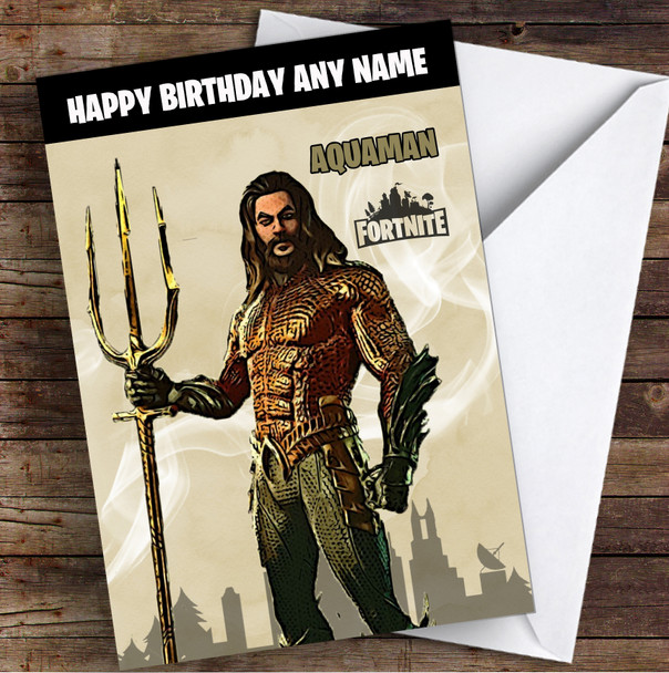 Aquaman Gaming Comic Style Kids Fortnite Skin Children's Personalised Birthday Card