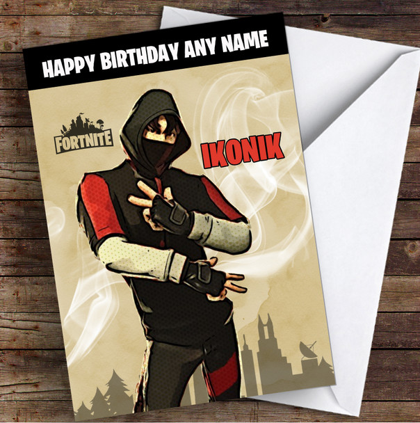 Ikonik Gaming Comic Style Kids Fortnite Skin Children's Personalised Birthday Card