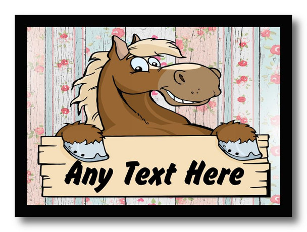 Floral Shabby Wood Horse Personalised Computer Mousemat