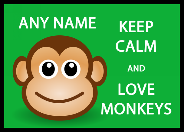 Keep Calm And Love Monkeys Personalised Computer Mousemat