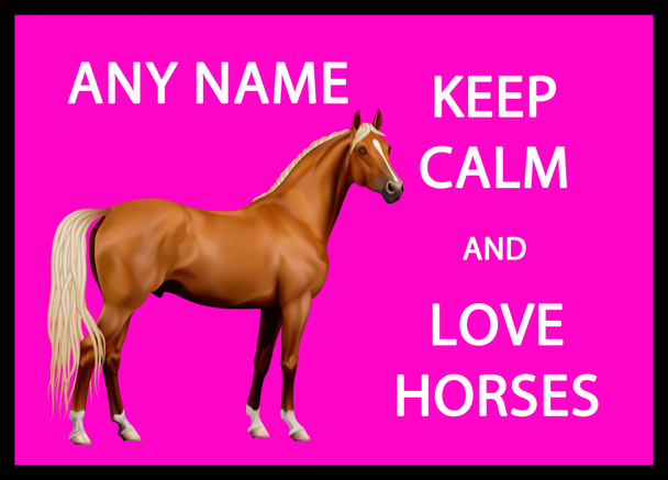 Keep Calm And Love Horses Pink Personalised Computer Mousemat