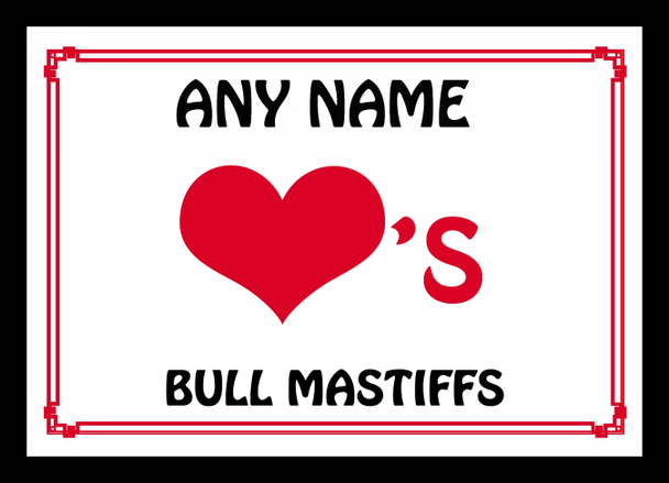 Love Heart Bull Mastiffs Personalised Mousemat