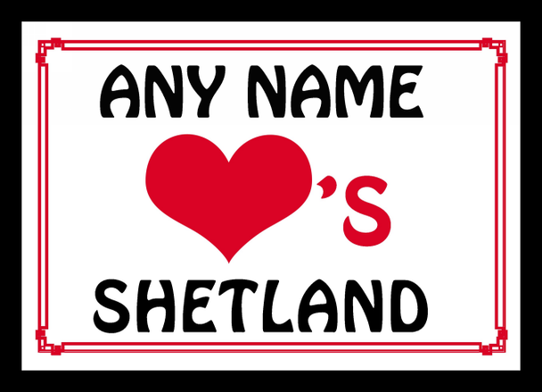 Love Heart Shetland  Personalised Mousemat