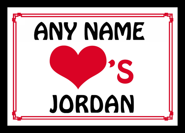 Love Heart Jordan Personalised Mousemat