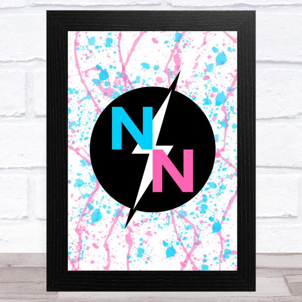 Norris Nuts YouTubers Blue & Pink Lightening Splatter Art Wall Art Print