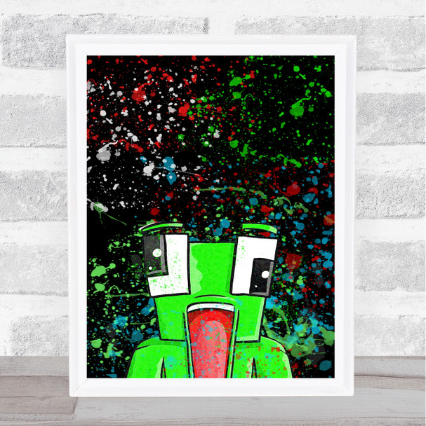 Unspeakable Youtuber Frog Splatter Art Black Children's Kids Wall Art Print