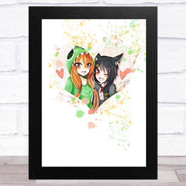 Gatcha Life Best Of Friends Splatter Heart Children's Kids Wall Art Print