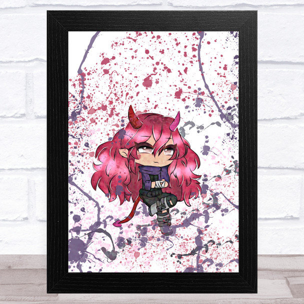 Gatcha Life Cheeky Devil Splatter Art Children's Kids Wall Art Print