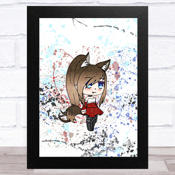 Gatcha Life Looking Foxy Splatter Art Children's Kids Wall Art Print