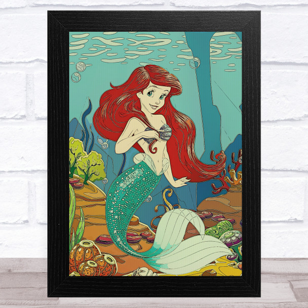 Ariel Vintage Retro Old Style Mermaid Children's Kids Wall Art Print