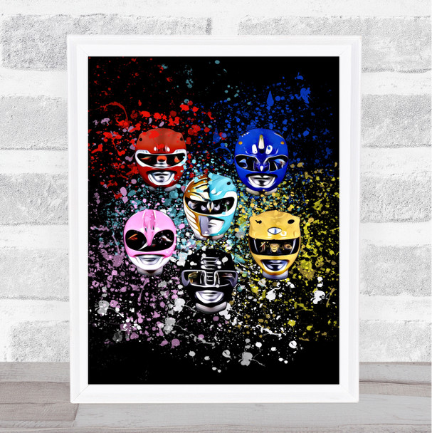 Power Rangers Face Off Splatter Art Children's Kids Wall Art Print