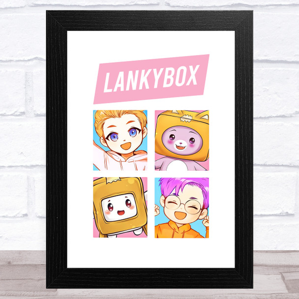 Lankybox Justin Adam Boxy & Foxy Children's Kids Wall Art Print