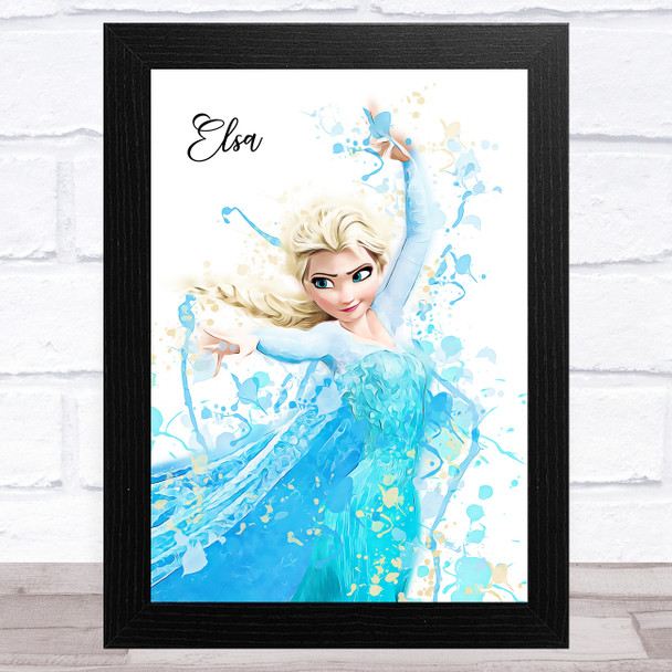 Elsa Frozen Disney Splatter Art Children's Kids Wall Art Print