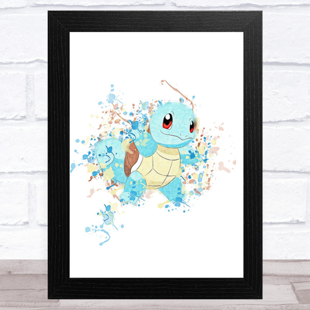 Squirtle Pokémon Splatter Art Children's Kids Wall Art Print