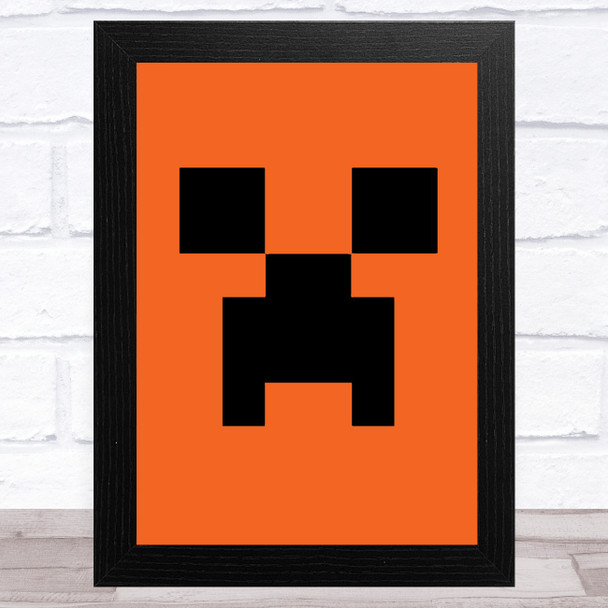 Minecraft Creeper Hot Orange Children's Kids Wall Art Print