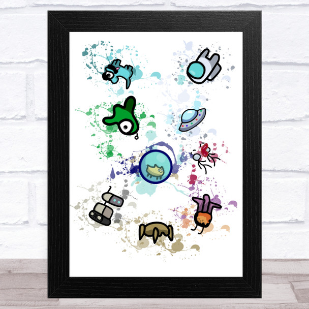 Among Us Pets Splatter Art Children's Kids Wall Art Print