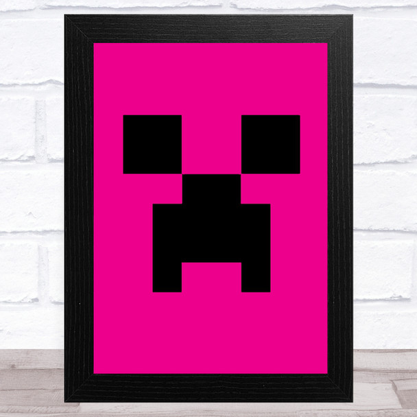 Minecraft Creeper Hot Pink Children's Kids Wall Art Print