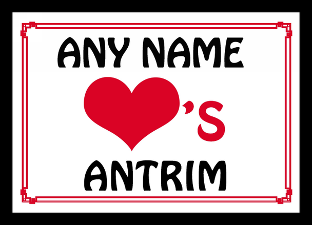 Love Heart Antrim Personalised Mousemat