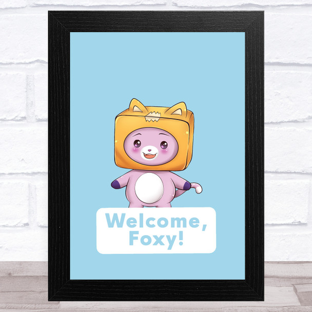 Lankybox Welcome Foxy Blue Children's Kids Wall Art Print