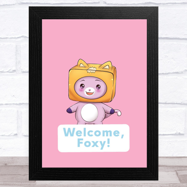 Lankybox Welcome Foxy Pink Children's Kids Wall Art Print