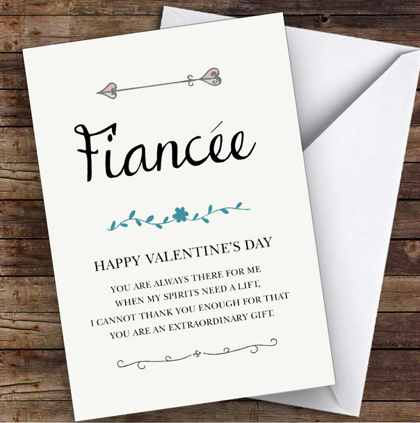 Fiancée You Are Always There For Me Romantic Poem Valentine's Day Card
