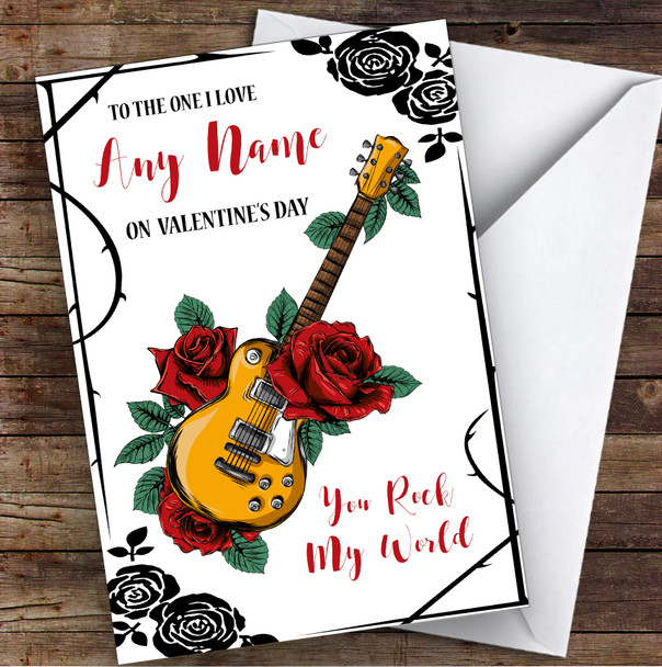 Gothic Electric Guitar Rock My World Personalised Valentine's Day Card