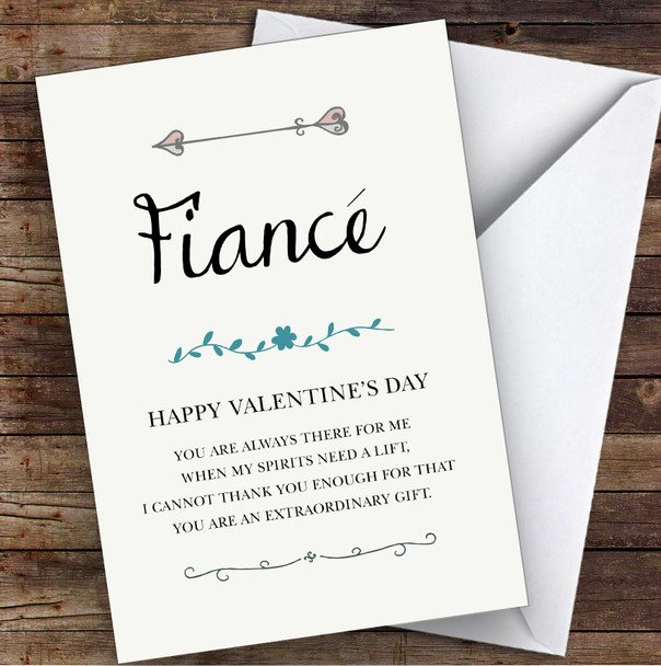 Fiancé You Are Always There For Me Romantic Poem Valentine's Day Card