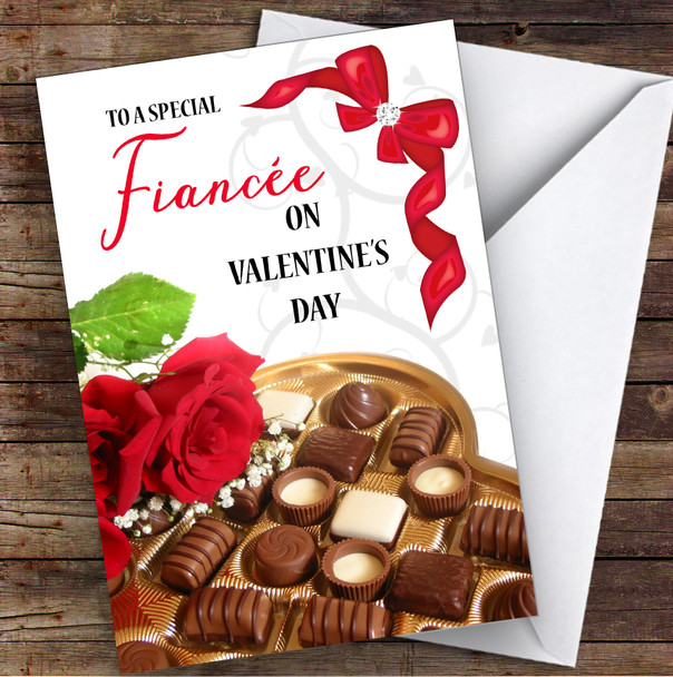 Roses & Chocolates Fiancée Personalised Valentine's Day Card