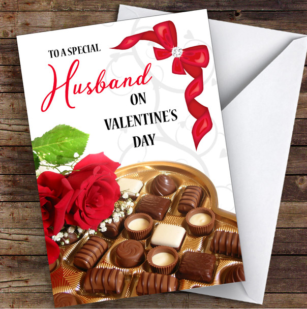 Roses & Chocolates Husband Personalised Valentine's Day Card