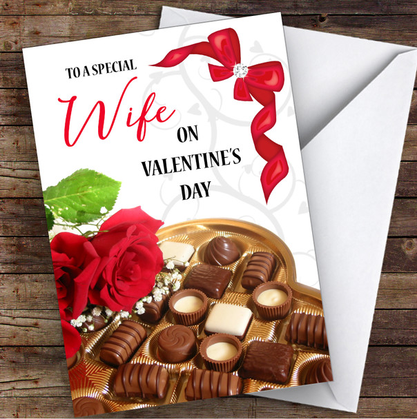 Roses & Chocolates Wife Personalised Valentine's Day Card