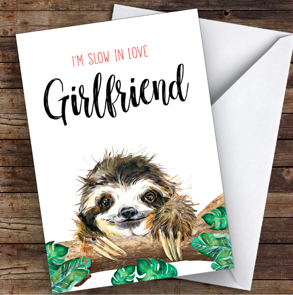 Cute Sloth Girlfriend Personalised Valentine's Day Card