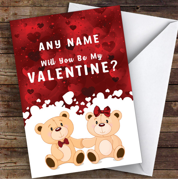 Hand Holding Teddies Personalised Valentine's Day Card