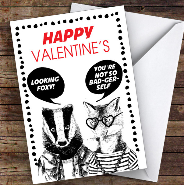 Funny Badger & Fox Personalised Valentine's Day Card