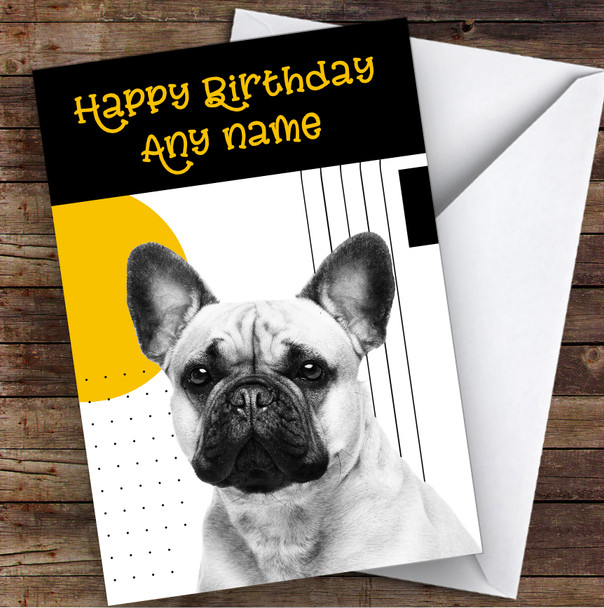 Abstract French Bulldog Dog Geometric Shapes Personalised Birthday Card