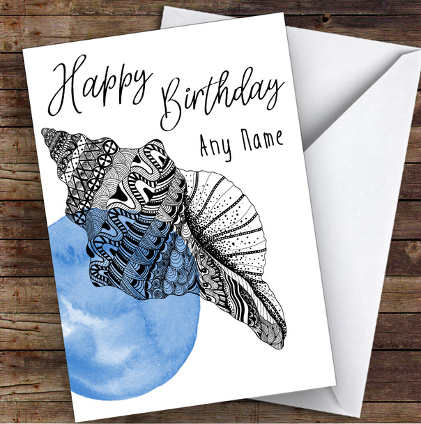 Watercolour Sealife Sea Shell Personalised Birthday Greetings Card