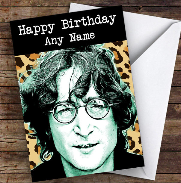 John Lennon Funky Animal Print Celebrity Personalised Birthday Card