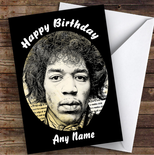 Jimi Hendrix Face Celebrity Personalised Birthday Card