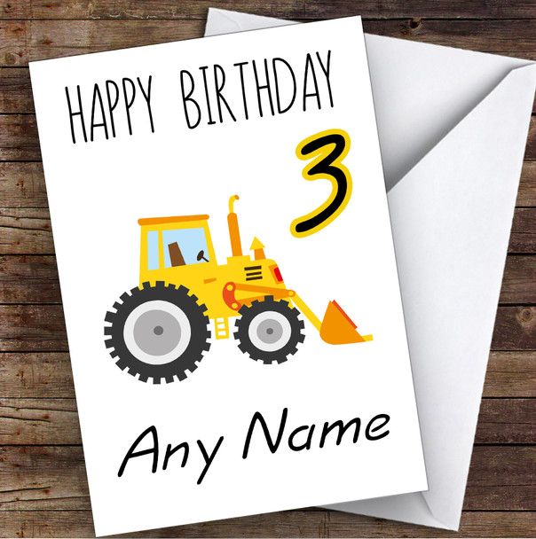 Construction Digger Builder Themed Children's Kids Personalised Birthday Card